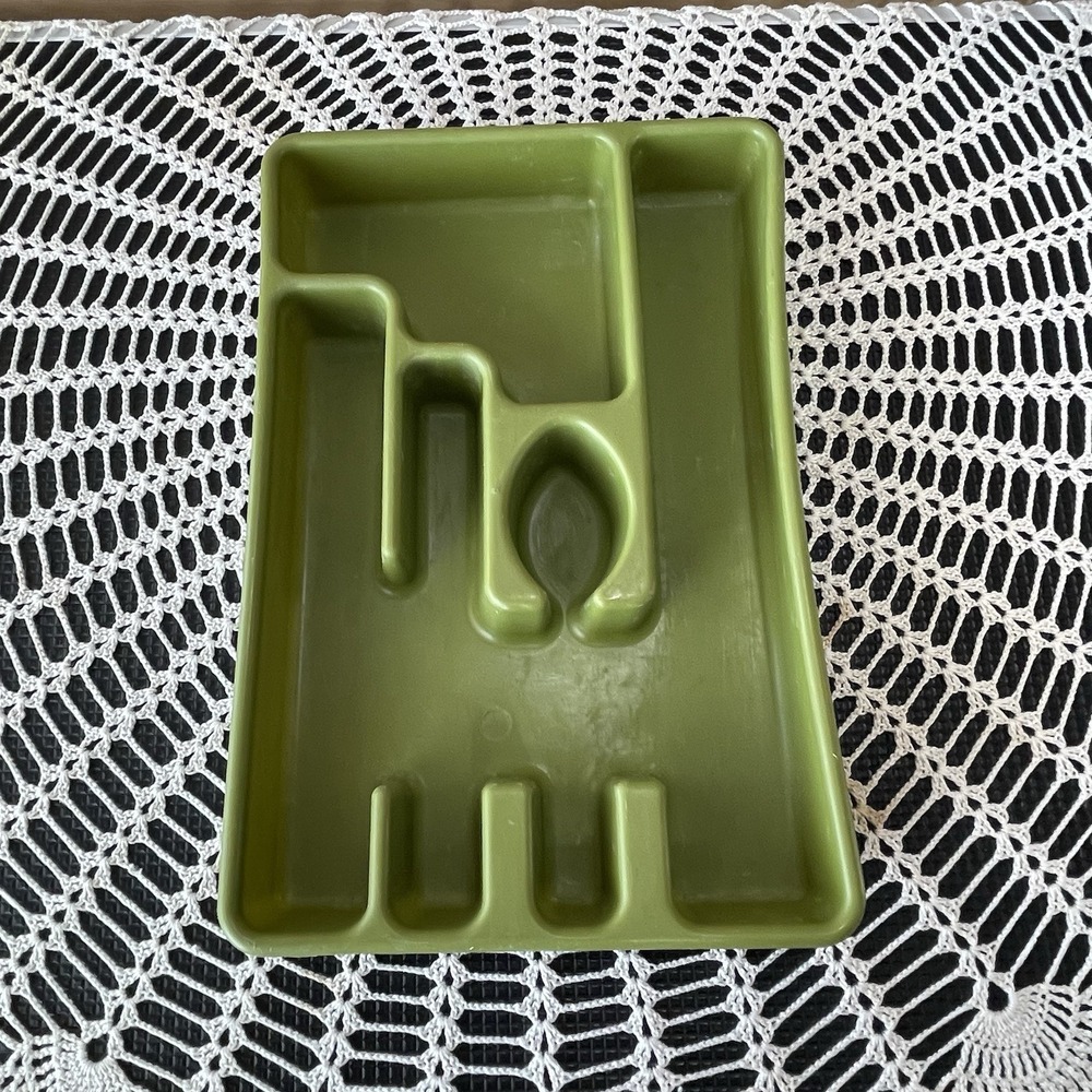 Vintage Rubbermaid Silverware Flatware Utensil Holder Tray 2921 Avocado‎ Green